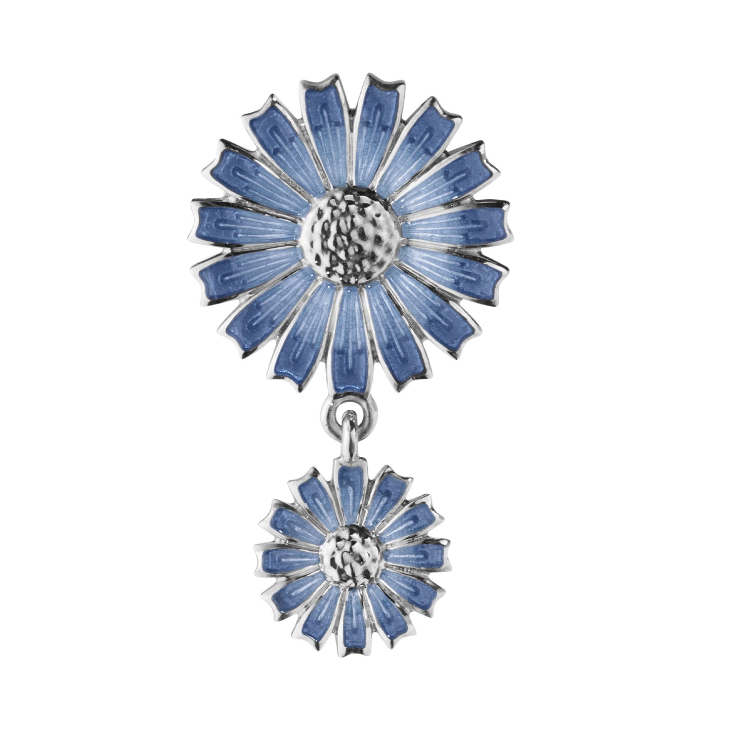 Daisy Silver & Blue Enamel Double Drop Earrings simple Pursuit