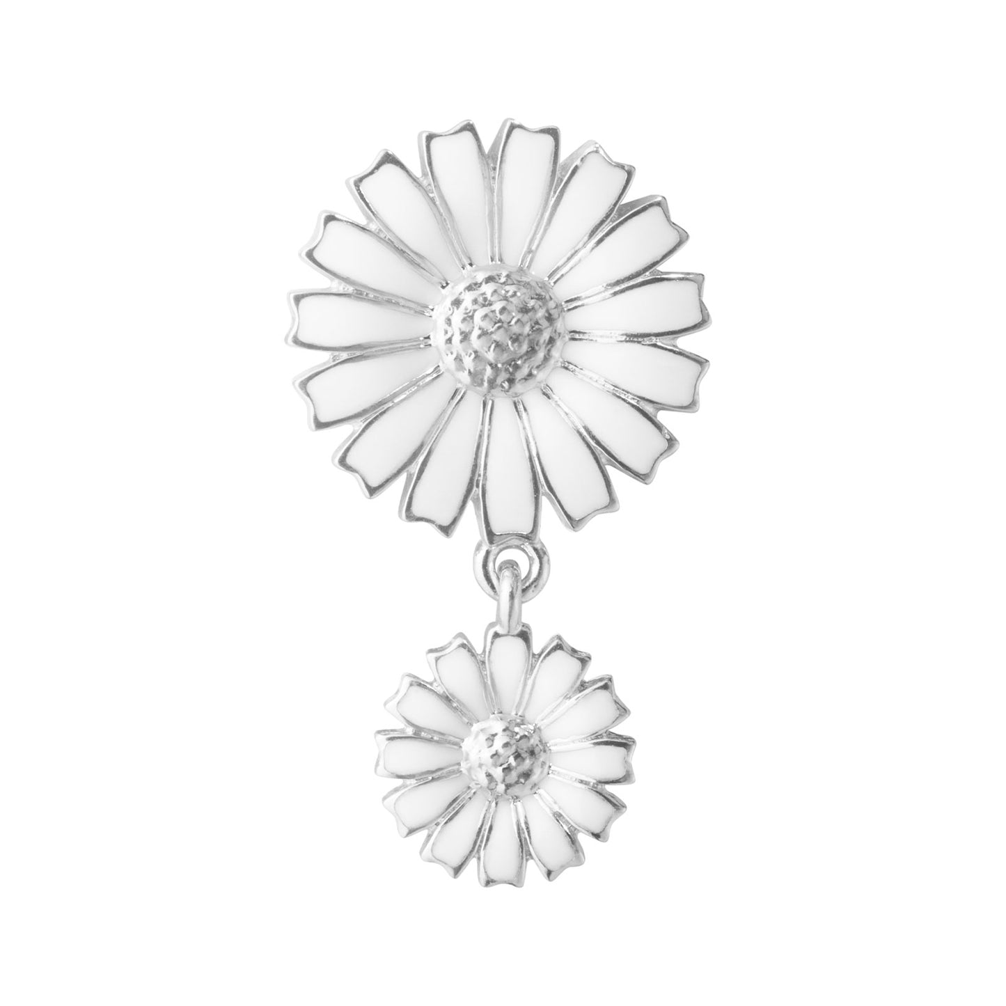 Daisy Silver & White Enamel Drop Earrings simple Pursuit