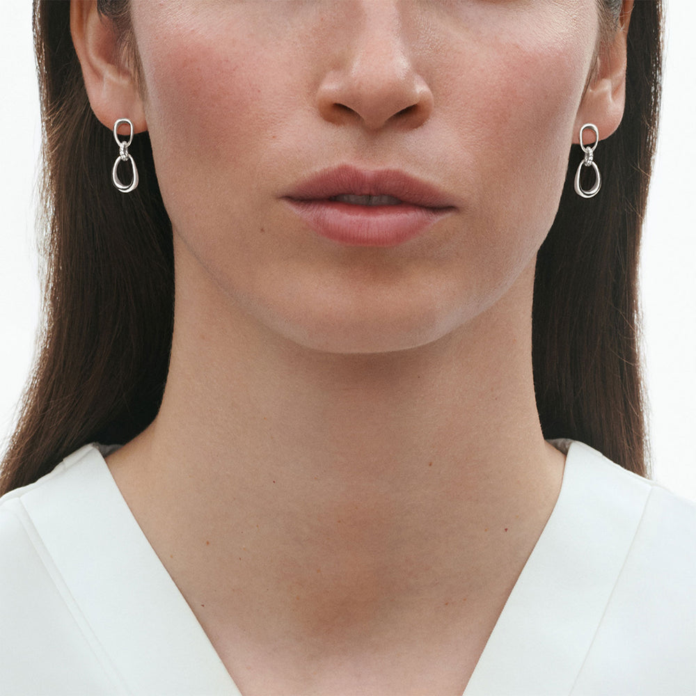 Offspring Silver & Diamond Drop Earrings simple Pursuit