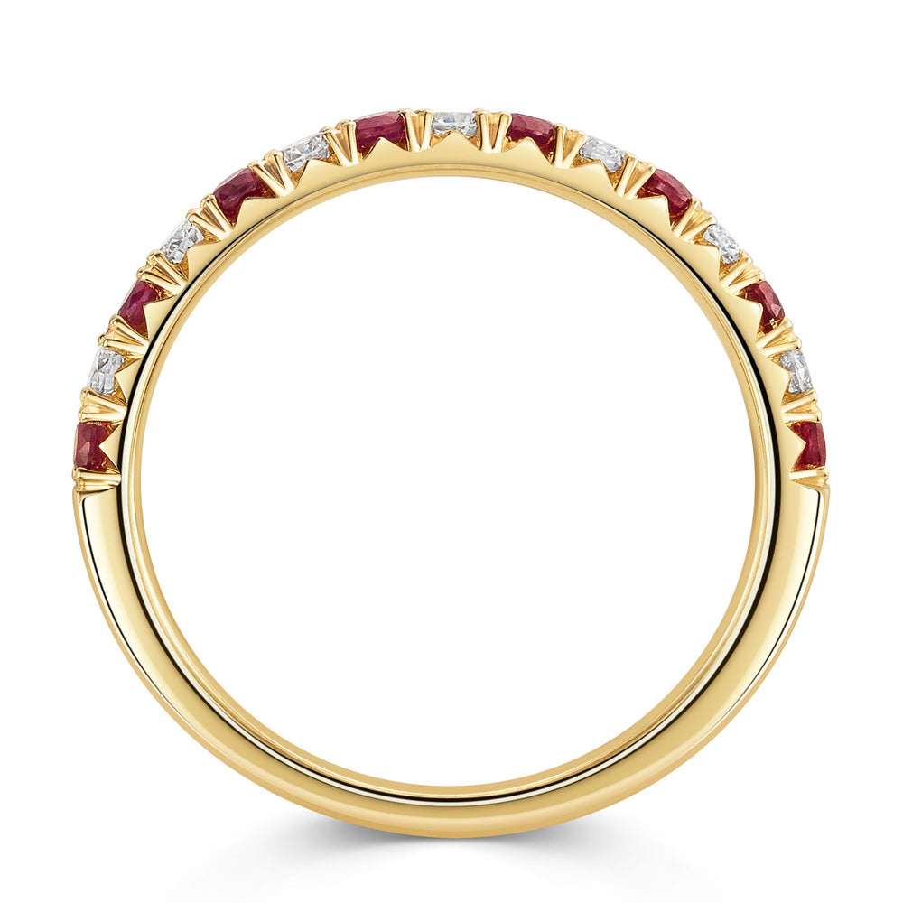 18ct Yellow Gold Ruby & Diamond Half Eternity Ring 0.60ct variant Pursuit