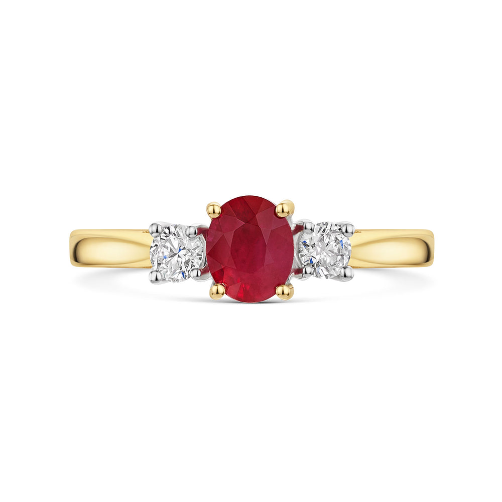 18ct Yellow & White Gold Ruby & Diamond Trilogy Ring 1.00ct variant Pursuit
