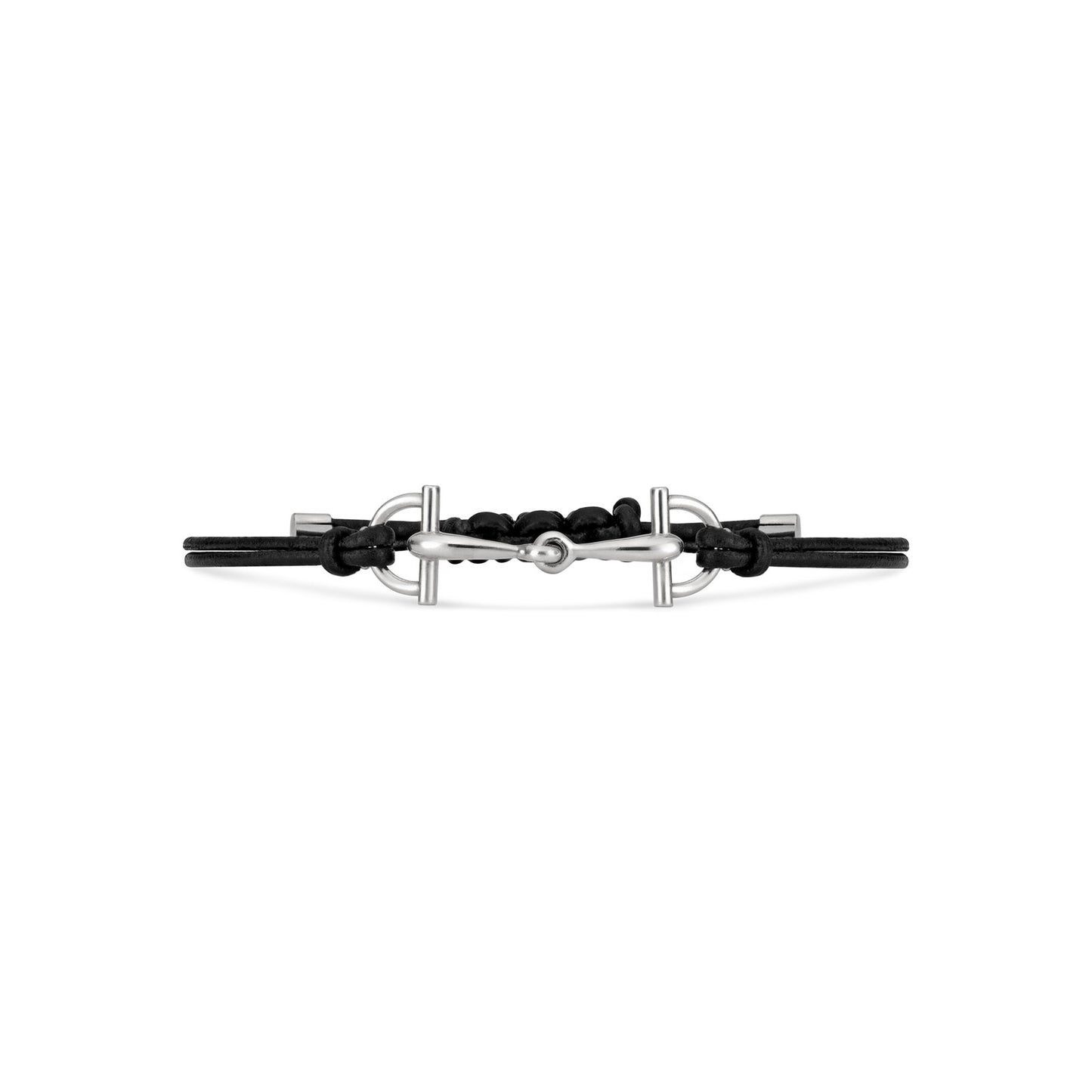 Gucci Staffa Silver & Leather Stirrup Bracelet simple Pursuit