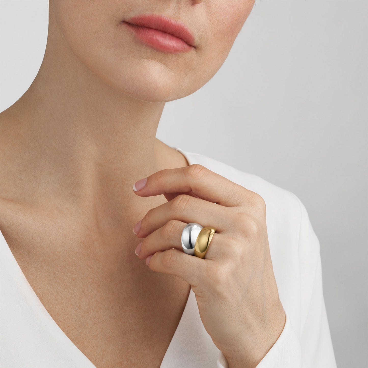 Curve Silver & 18ct Yellow Gold Ring variant Pursuit