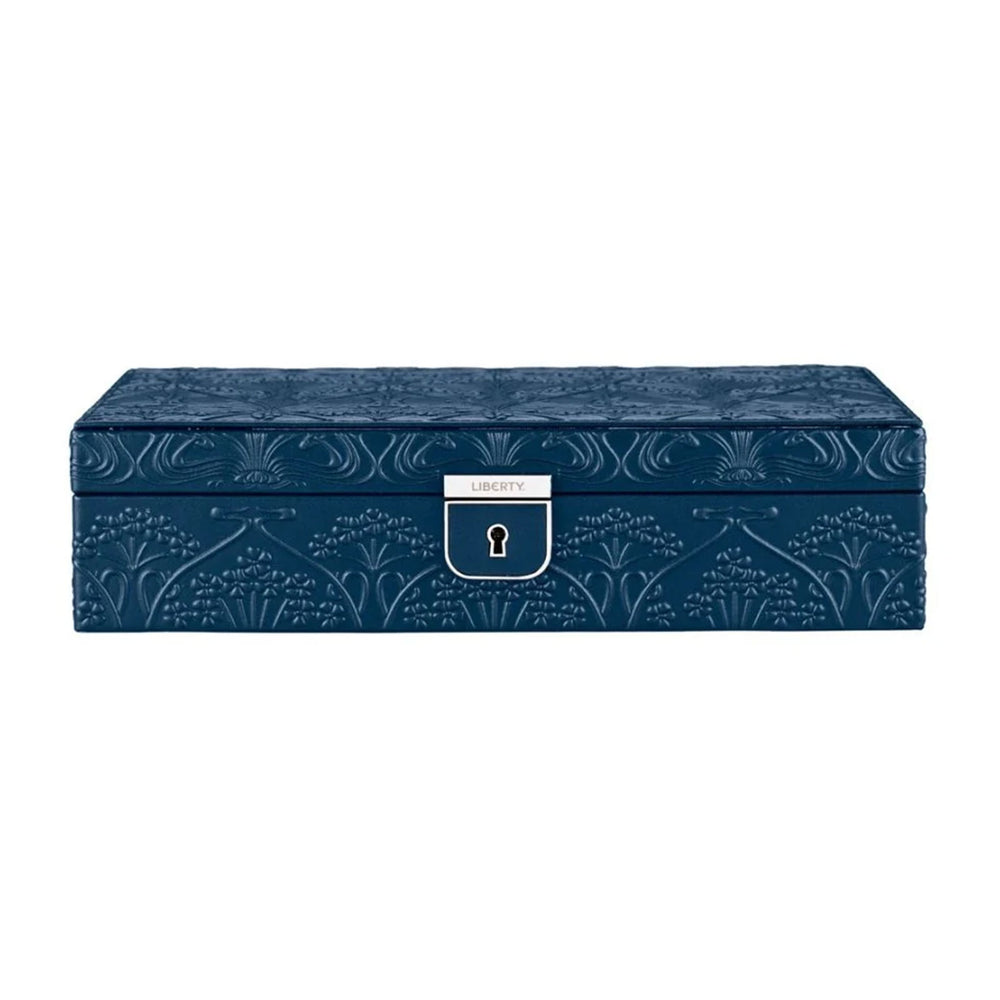 X LIBERTY All Over Ianthe Medium Jewellery Box - Navy simple Pursuit