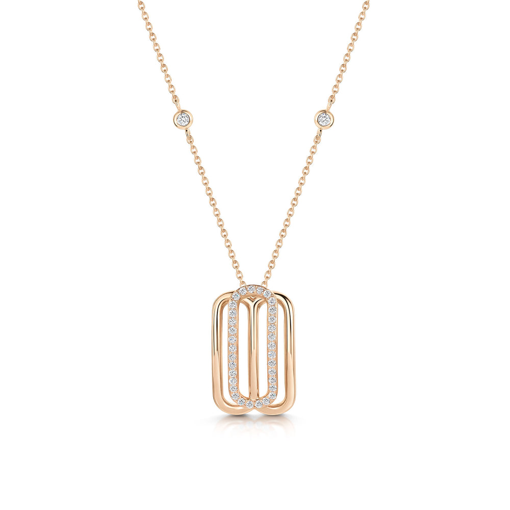 18ct Rose Gold Diamond-Set Curve Pendant Necklace simple Pursuit