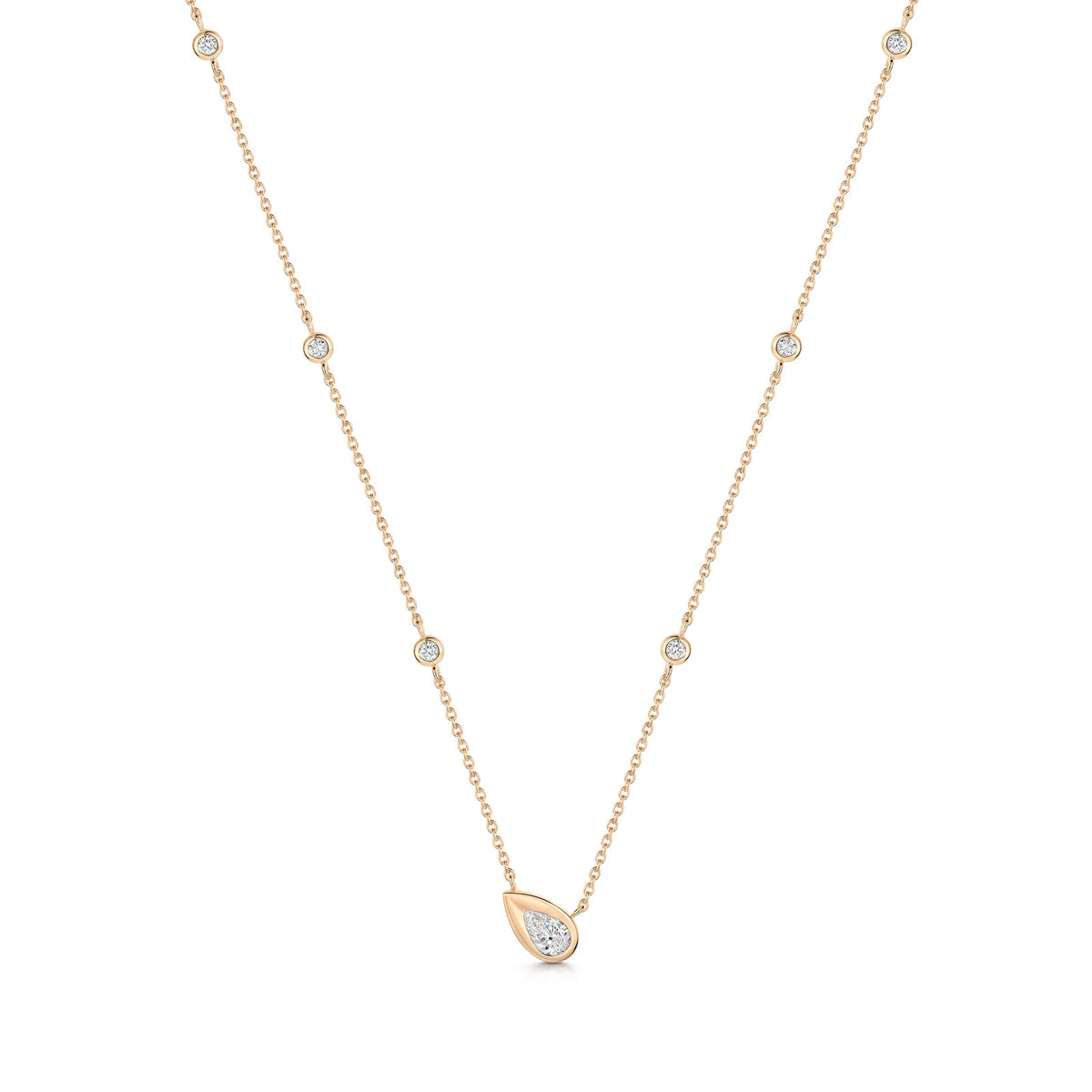 18ct Rose Gold Pear-Cut Diamond Solitaire Necklet simple Pursuit