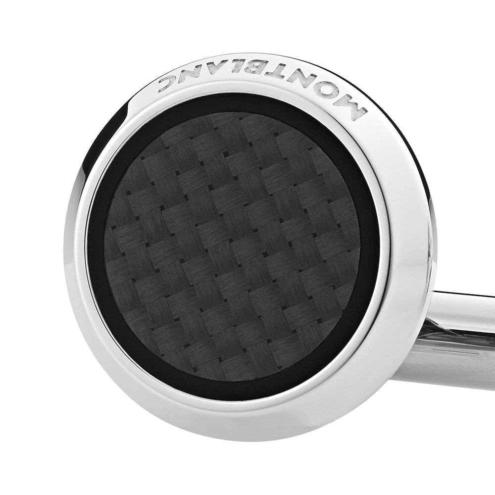 Meisterstück Cufflinks in Steel with Carbon-Patterned Inlay simple Pursuit