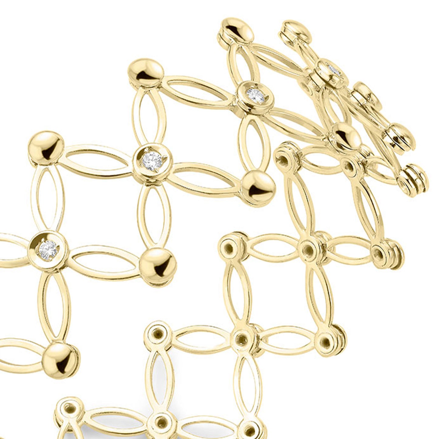 18ct Yellow Gold Diamond Expandable Bangle simple Pursuit