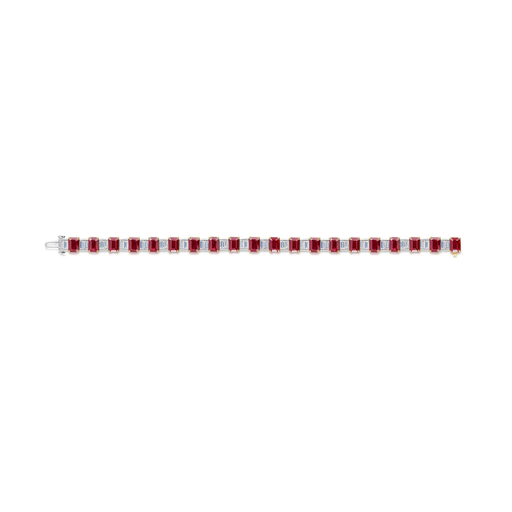 18ct Yellow & White Gold Ruby & Diamond Tennis Bracelet simple Pursuit