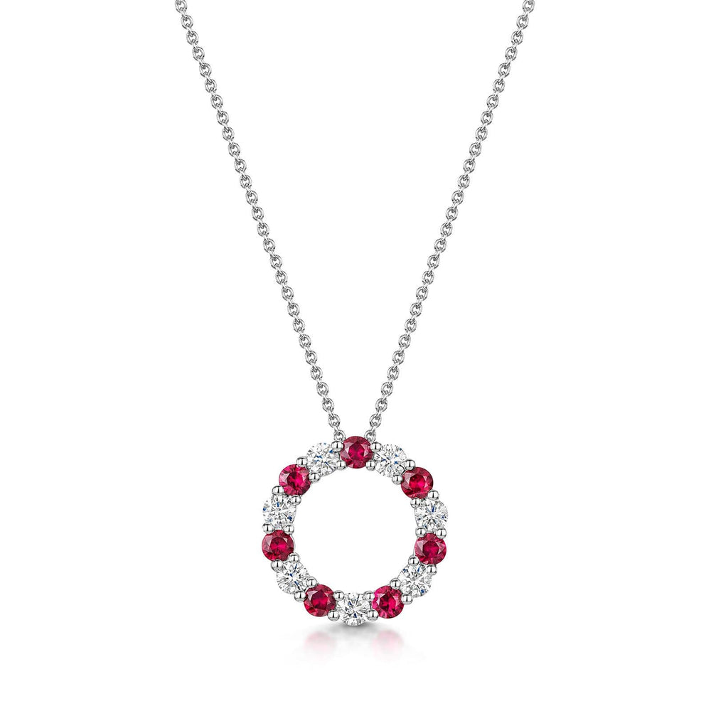 18ct White Gold Ruby & Diamond Polo Necklace simple Pursuit