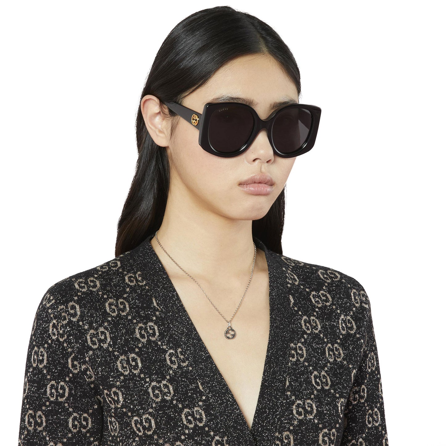 Gucci Interlocking Silver Pendant Necklace simple Pursuit