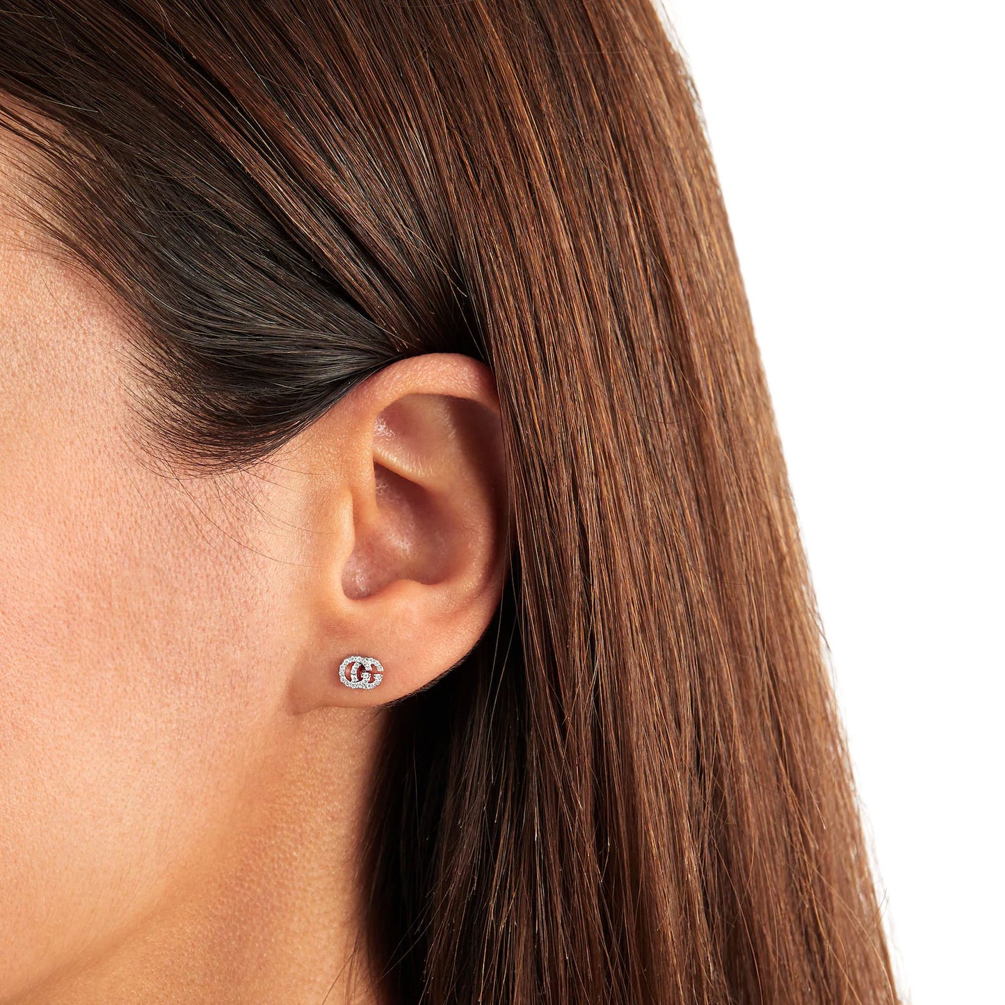 GG Running 18ct White Gold Diamond Stud Earrings simple Pursuit