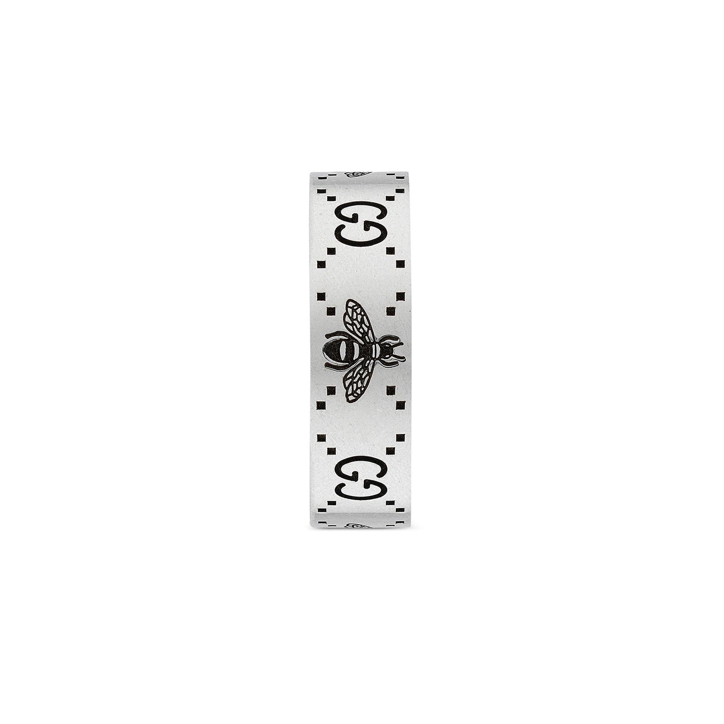 Gucci Signature Silver Bee & Motif Ring 6mm