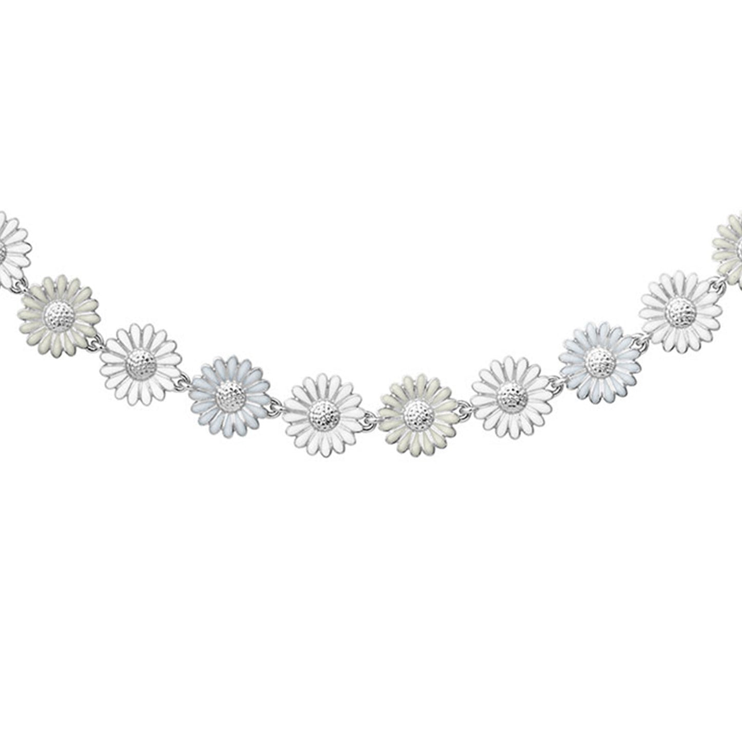 Daisy Silver & White Enamel Necklace simple Pursuit