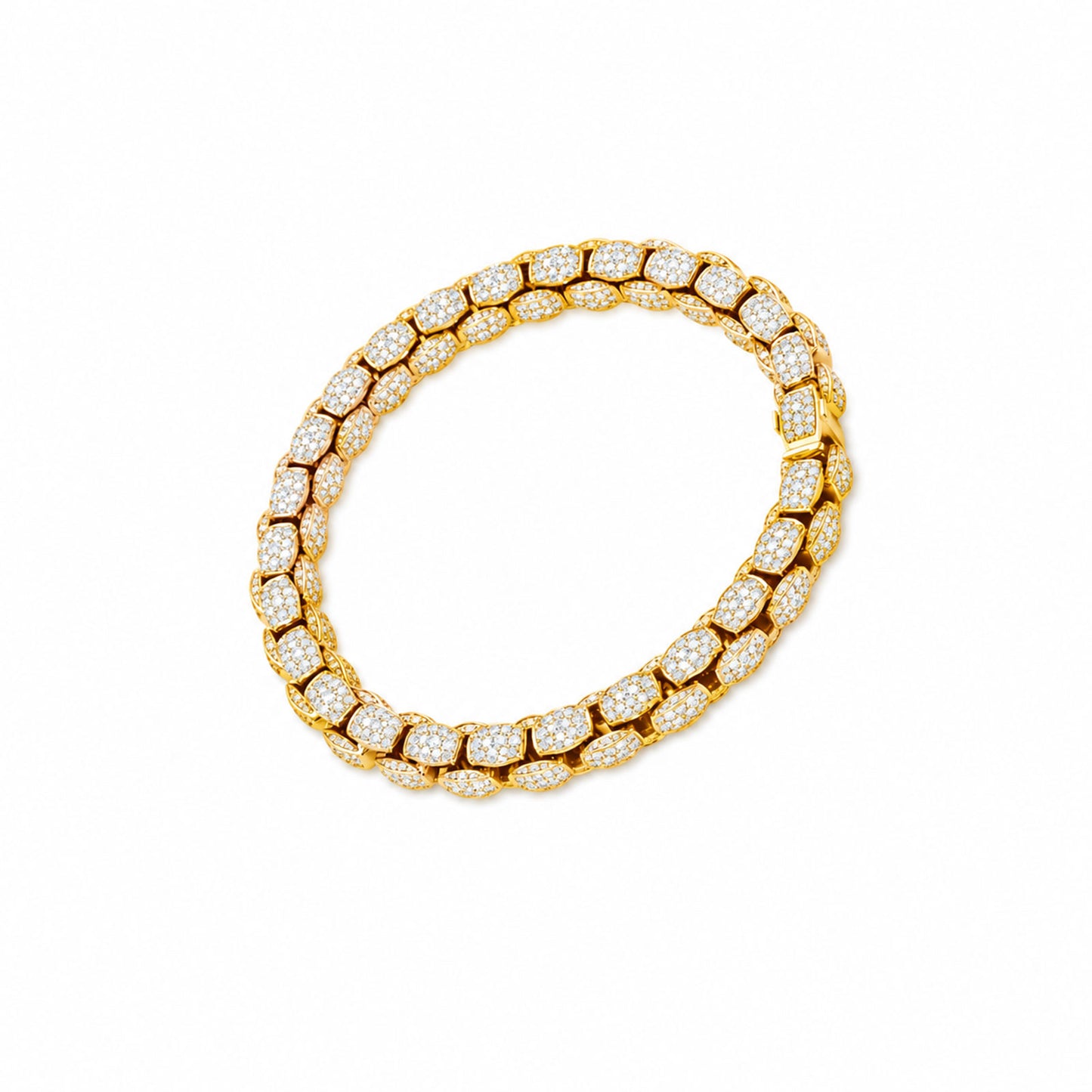 Mialuce 18ct Yellow Gold Pavé Diamond Bracelet