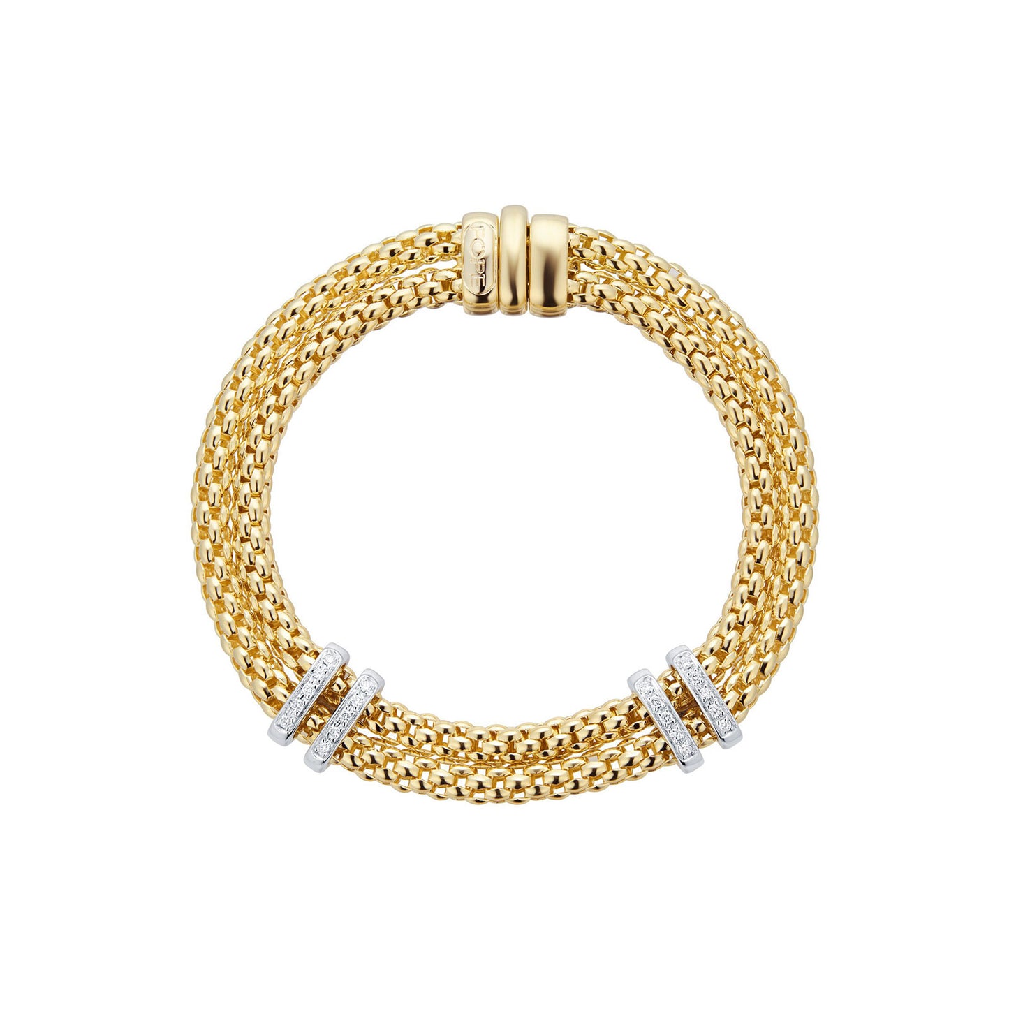 Maori 18ct Yellow & White Gold Two Row Diamond Bracelet
