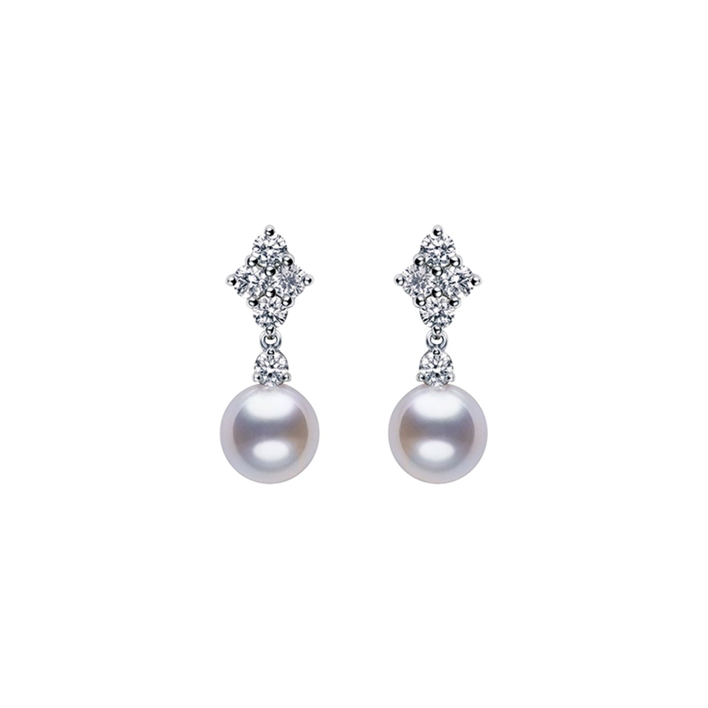 Classic Elegance Akoya Pearl & Diamond Drop Earrings in 18ct White Gold