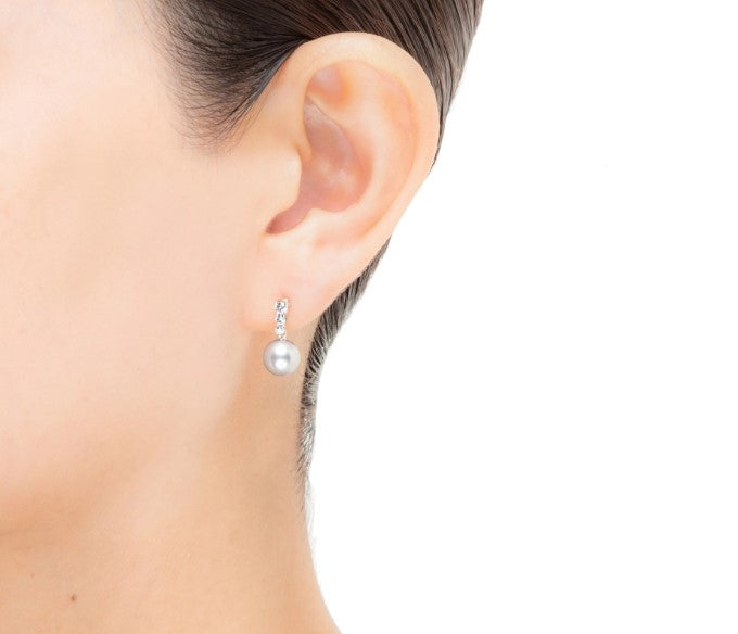 Morning Dew Akoya Cultured Pearl & Diamond Drop Earrings 18ct White Gold simple Pursuit