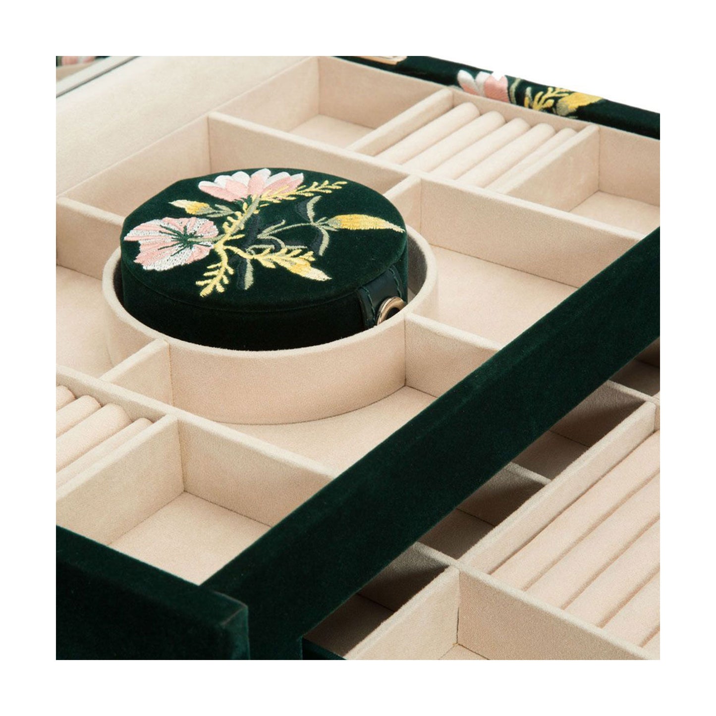 Zoe Large Floral Jewellery Box Forest Green simple Pursuit