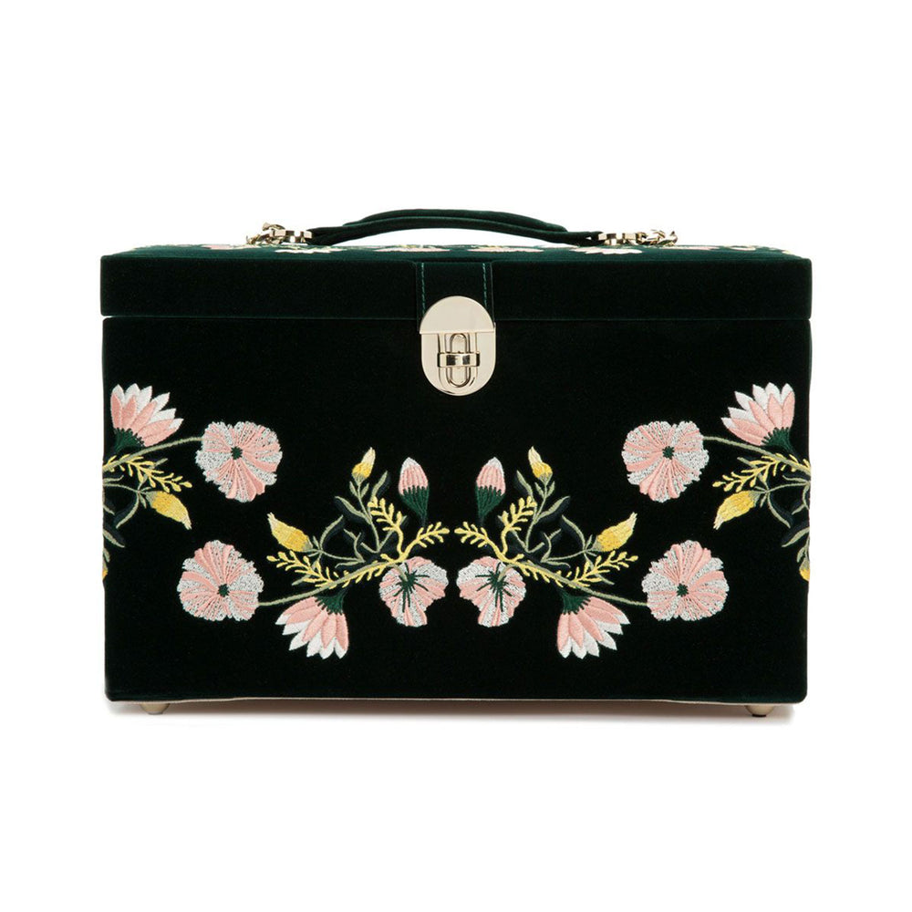 Zoe Large Floral Jewellery Box Forest Green simple Pursuit