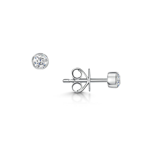 Michael Spiers 18ct White Gold Brilliant-Cut F/G Si Diamond Rub-Over Solitaire Earrings 0.30ct Earrings Michael Spiers   