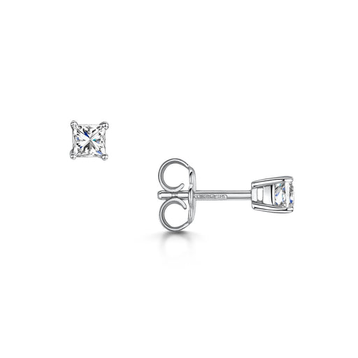 Michael Spiers 18ct White Gold Princess-Cut G/H Si Diamond Solitaire Earrings 0.50ct Earrings Michael Spiers   