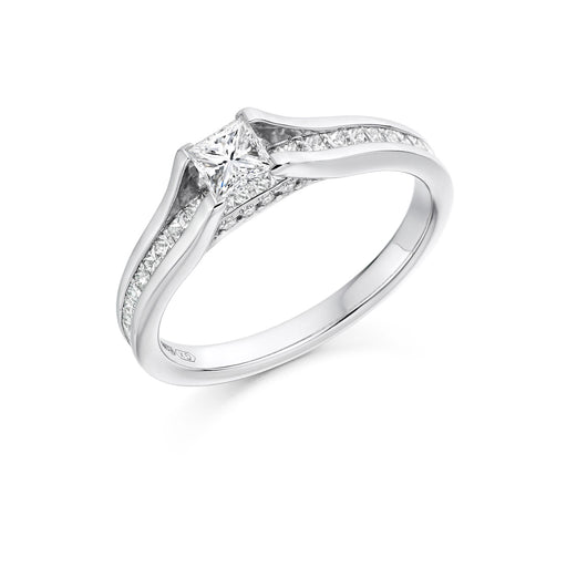 Michael Spiers Platinum Princess-Cut F/G VS Diamond Solitaire Ring With Diamond Shoulders 1.10ct Ring Michael Spiers   