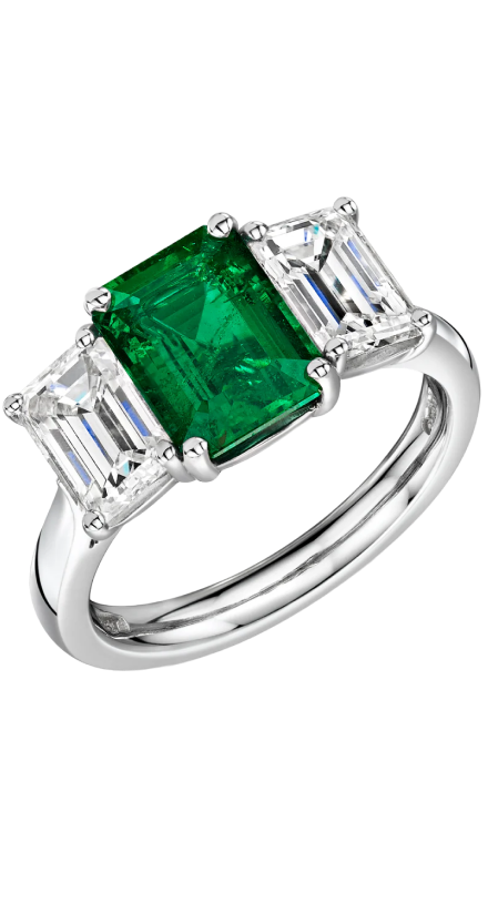 Michael Spiers Platinum Emerald & Diamond Trilogy Ring
