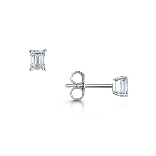Michael Spiers 18ct White Gold Emerald-Cut F/G VS Diamond Solitaire Earrings  0.70ct Earrings Michael Spiers   