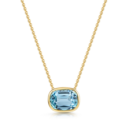 Aya 18ct Yellow Gold Sky Blue Topaz Pendant Necklace Michael Spiers