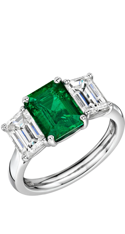 Platinum Emerald & Diamond Trilogy Ring