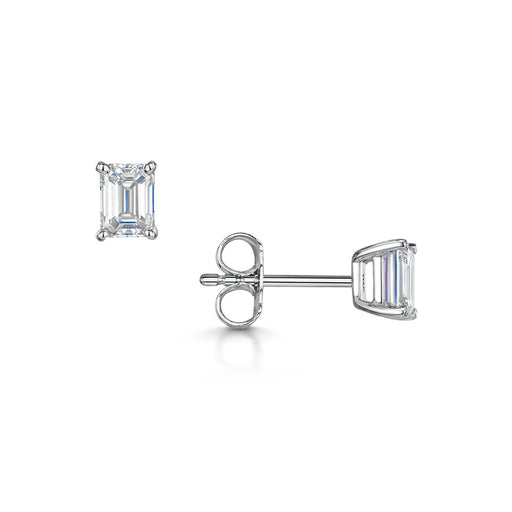 Michael Spiers 18ct White Gold Emerald-Cut F/G VS Diamond Solitaire Earrings 1.00ct Earrings Michael Spiers   