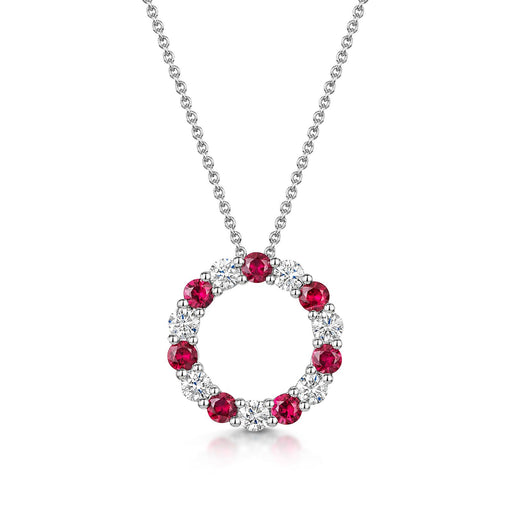 Michael Spiers 18ct White Gold Round-Cut Ruby & Brilliant-Cut Diamond Polo Necklace 1.18ct Necklace Michael Spiers   