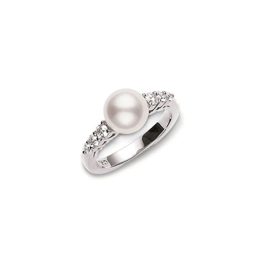 Mikimoto Morning Dew Akoya Cultured Pearl & Diamond Ring 18ct White Gold - PRL538DW Ring Mikimoto