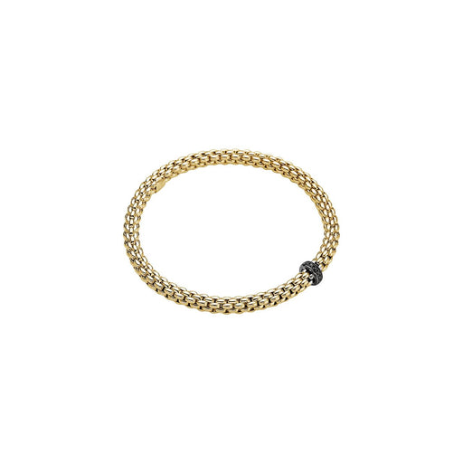 FOPE Solo Flex'it 18ct Yellow & White Gold Bracelet With Black Diamonds 620B-BBR1