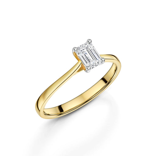 Michael Spiers 18ct Yellow Gold & Platinum Emerald-Cut F Si Diamond Solitaire Ring 0.50ct Ring Michael Spiers   