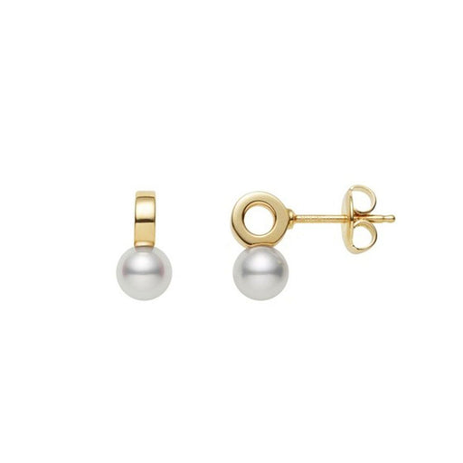 Mikimoto Circle Akoya Cultured Pearl Earrings in 18ct Yellow Gold - PE1760K Earrings Mikimoto