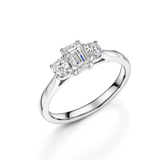 Michael Spiers Platinum Emerald & Brilliant-Cut Diamond Three Stone Ring 1.00ct Ring Michael Spiers   