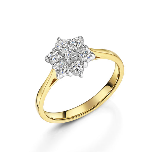 Michael Spiers 18ct Yellow & White Gold Brilliant-Cut Diamond Daisy Cluster Ring 0.50ct Ring Michael Spiers   