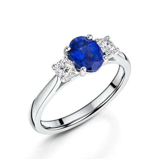 Michael Spiers 18ct Yellow & White Gold Oval-Cut Sapphire & Brilliant-Cut Diamond Three Stone Ring 1.37ct Ring Michael Spiers   