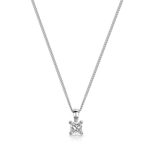 Michael Spiers 18ct White Gold Princess-Cut Diamond Solitaire Pendant 0.50ct Necklace Michael Spiers   