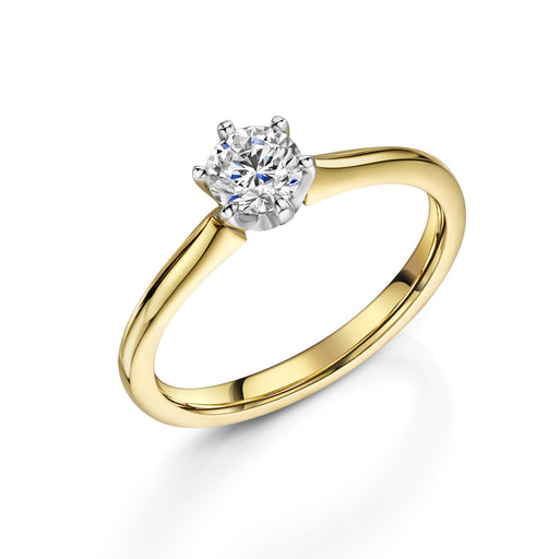 18ct Yellow & White Gold Brilliant-Cut E VS Diamond Six Claw Solitaire Ring 0.50ct Ring Michael Spiers H 6411534575 (50-05-041)