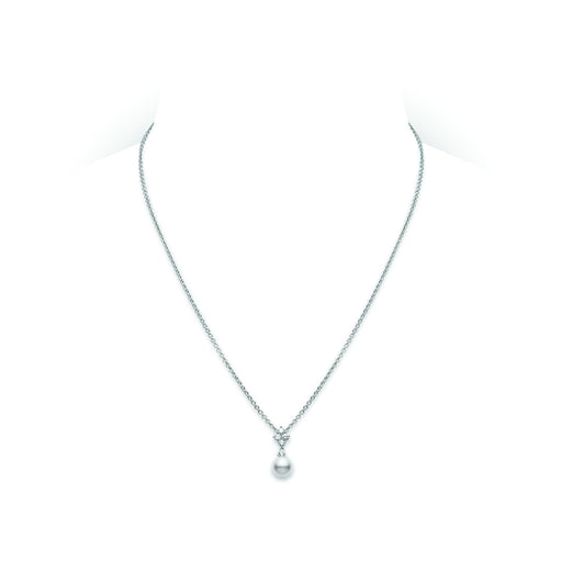Mikimoto 18ct White Gold Akoya Pearl & Diamond Pendant PPL838DW Necklace Mikimoto   