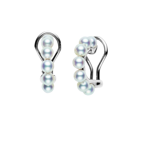 Mikimoto Akoya Pearl 18ct White Gold Hoop Earrings PE1568W Earrings Mikimoto   
