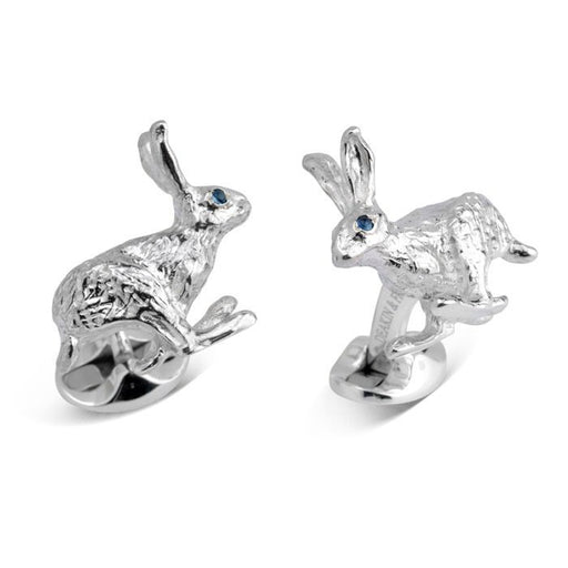 Deakin & Francis Sterling Silver Hare Cufflinks With Sapphire Eyes - C1609X0001 Cufflinks & Accessories Deakin & Francis   
