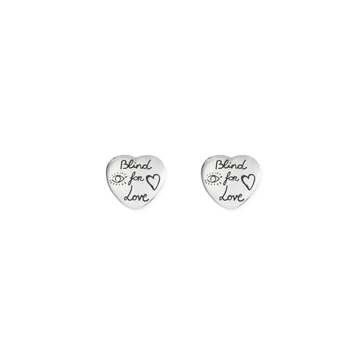 Gucci Blind For Love Silver Heart Stud Earrings YBD455255001 Earrings Gucci   