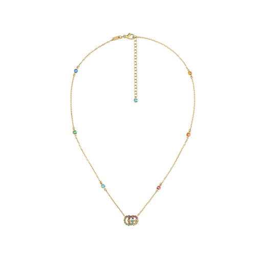 Gucci GG Running 18ct Gold Multicolour Gem Necklace YBB48162300100U Necklace Gucci   