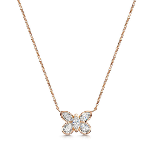 Hans D. Krieger 18ct Rose Gold Diamond Butterfly Necklace Necklace Hans Krieger   