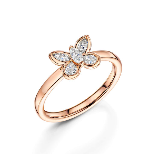 Hans D. Krieger 18ct Rose Gold Diamond Butterfly Ring Ring Hans Krieger   