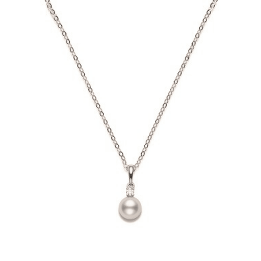 Mikimoto 18ct White Gold Aa Grade Akoya Pearl & Diamond Pendant PPS753DW Necklace Mikimoto   